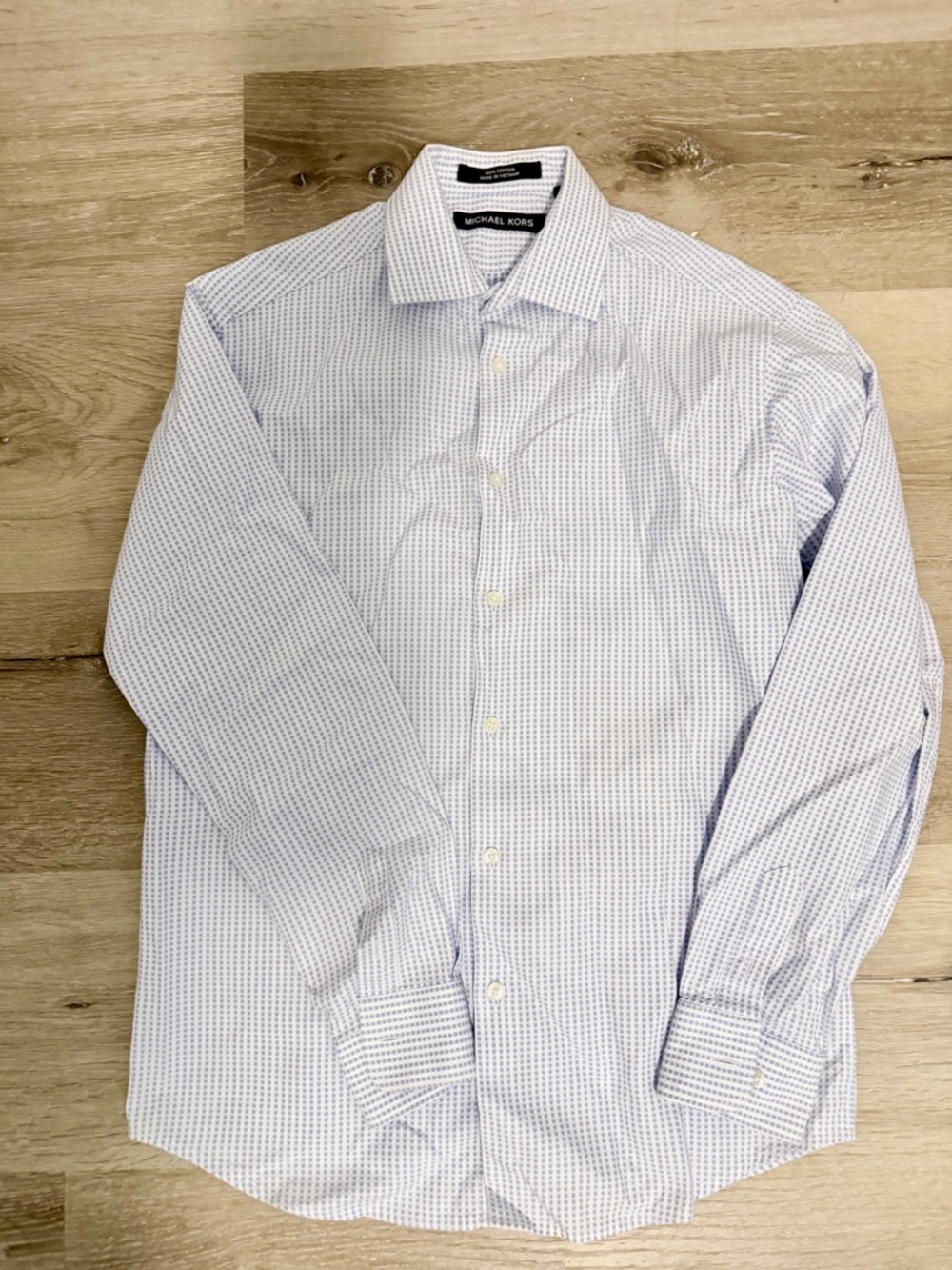 Michael Kors Men's Blue Micro-Check Dress Shirt